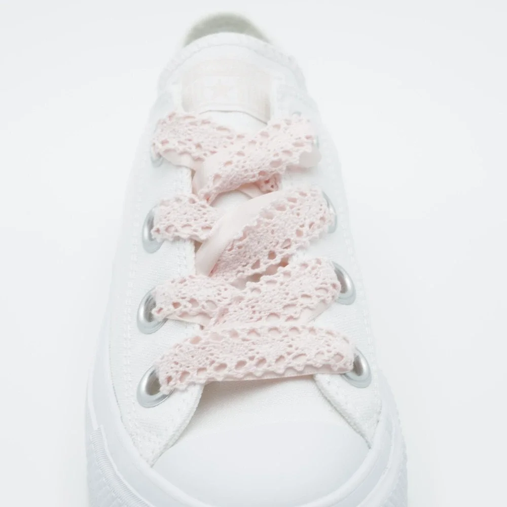 Converse Women's Chuck Taylor All Star Lift Platform Crochet Laces Shoes White 8 - Picture 3 of 11